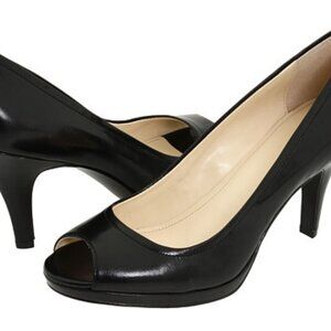 CALVIN KLEIN Women's Size 11 Black Pumps Open Toe Platform Heels Office Siren